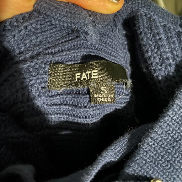 Blue Sweater with Lace-Up Detail - Picture 3 of 4